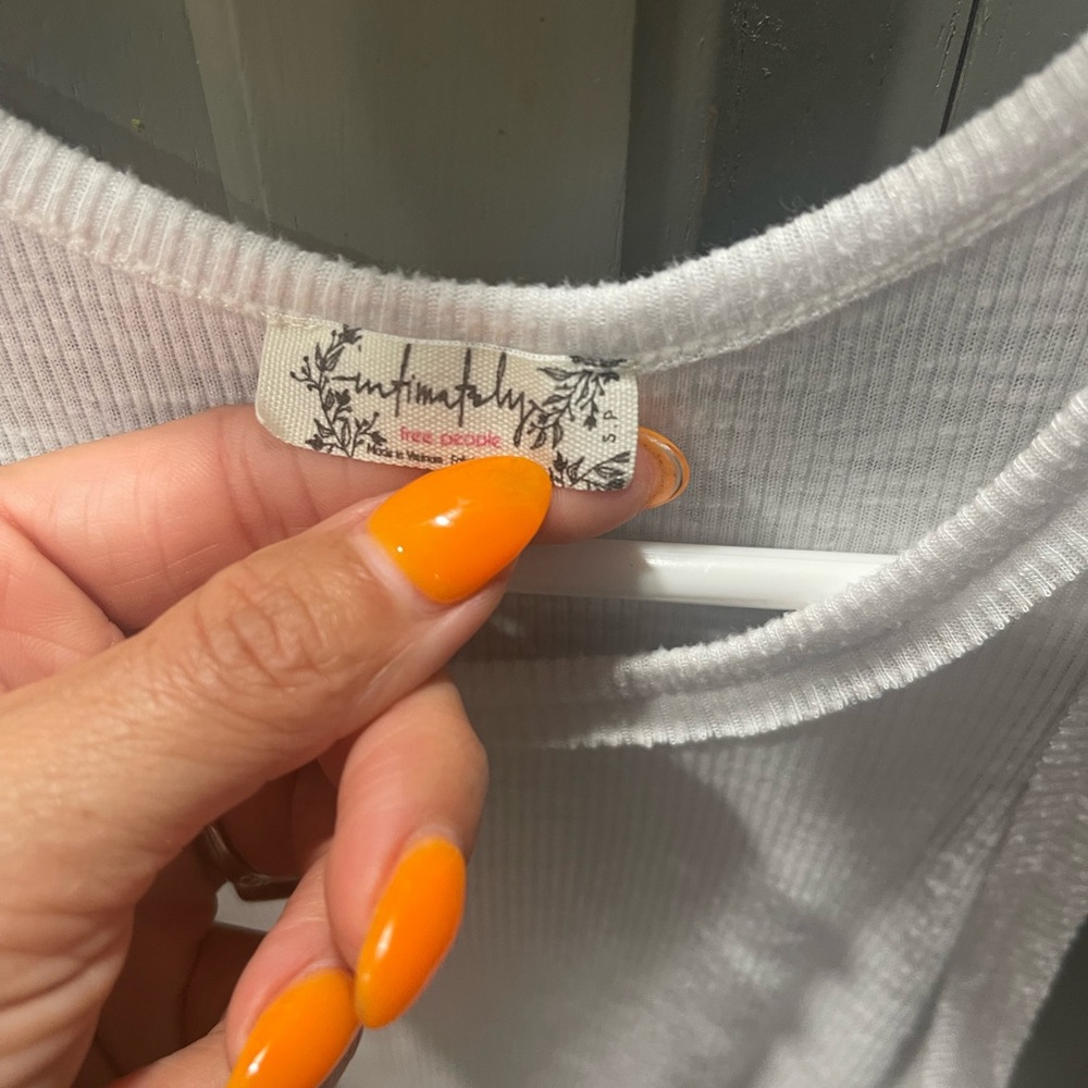 Free People White Ribbed Tank Top - Picture 2 of 3